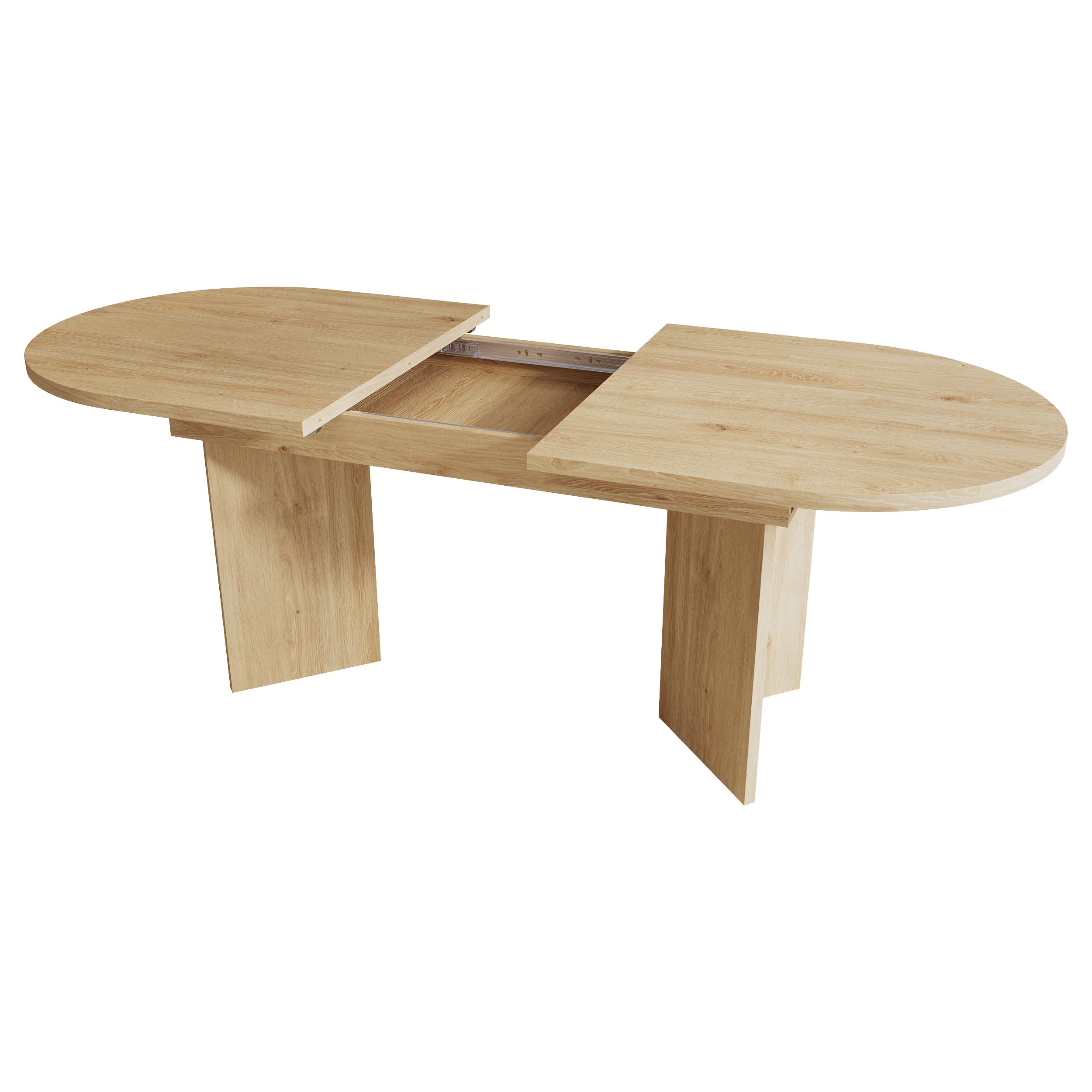 Mesa de comedor extensible 120/160 x 80 cm, para 4 – 6 personas, con esquinas redondeadas, mesa de comedor gruesa, mesa de comedor extensible de estilo simple (color roble, 120/160 x 80 cm)