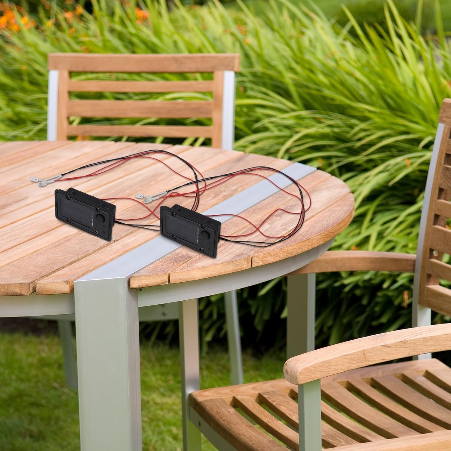 2 Pack Solar Light Replacement Tops with LED Bulbs, Black Lantern Lids Garden Pathway, 40x70mm Auto Off Outdoor Decor