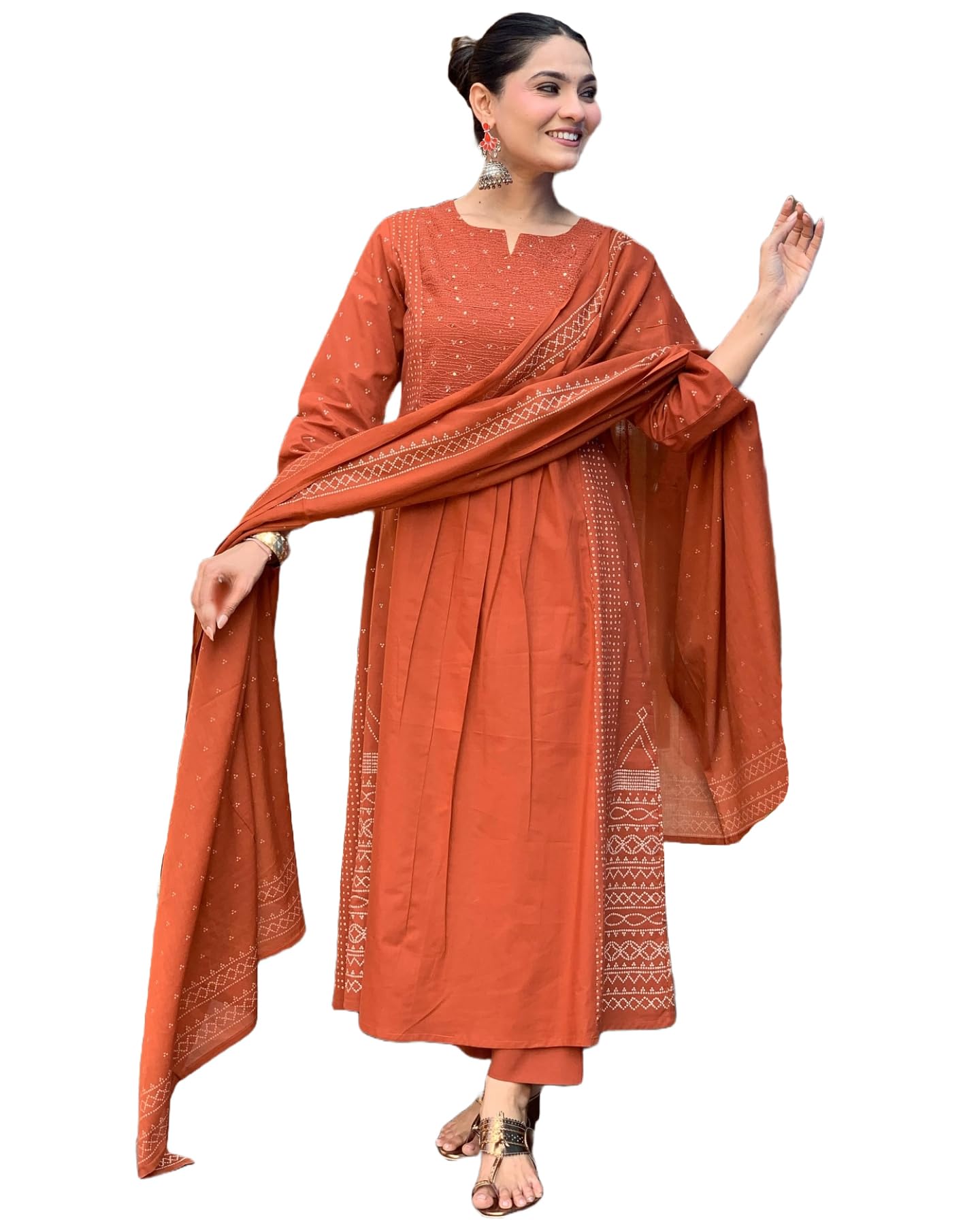 anni designer Women's Rayon Viscose Anarkali Printed Kurta with Pant & Dupatta-picture-33