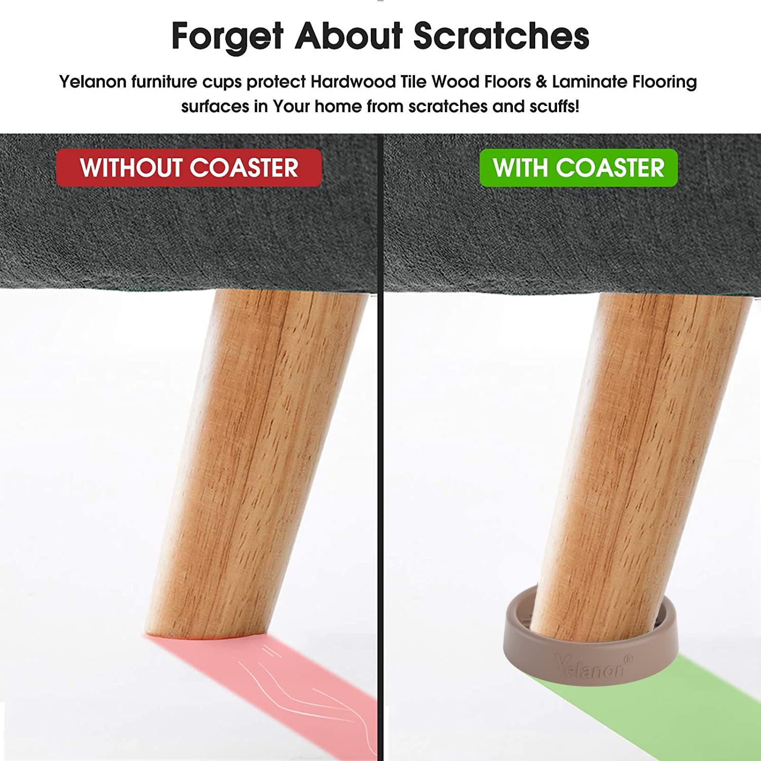 Snapklik.com : Furniture Coasters - 8 Pcs 2"Round Furniture Caster Cups ...
