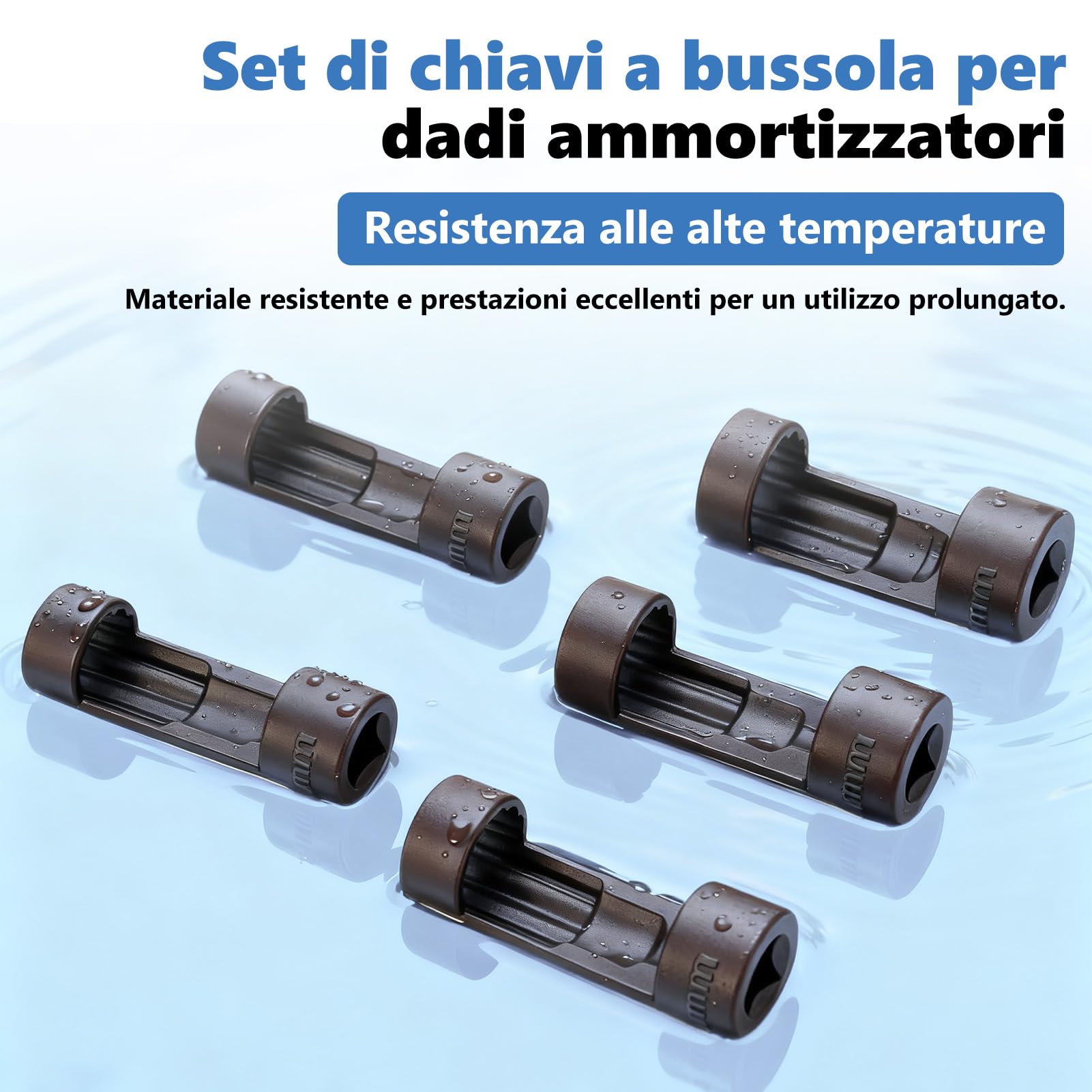 5 Pcs Set di per Dadi del Puntone di Sospensione, 1/2 Inch Ammortizzatore Dado Presa con 18mm 19mm 21mm 22mm 24mm, Strumento di Chiavi a Bussola fur Rimozione del Dado Montante
