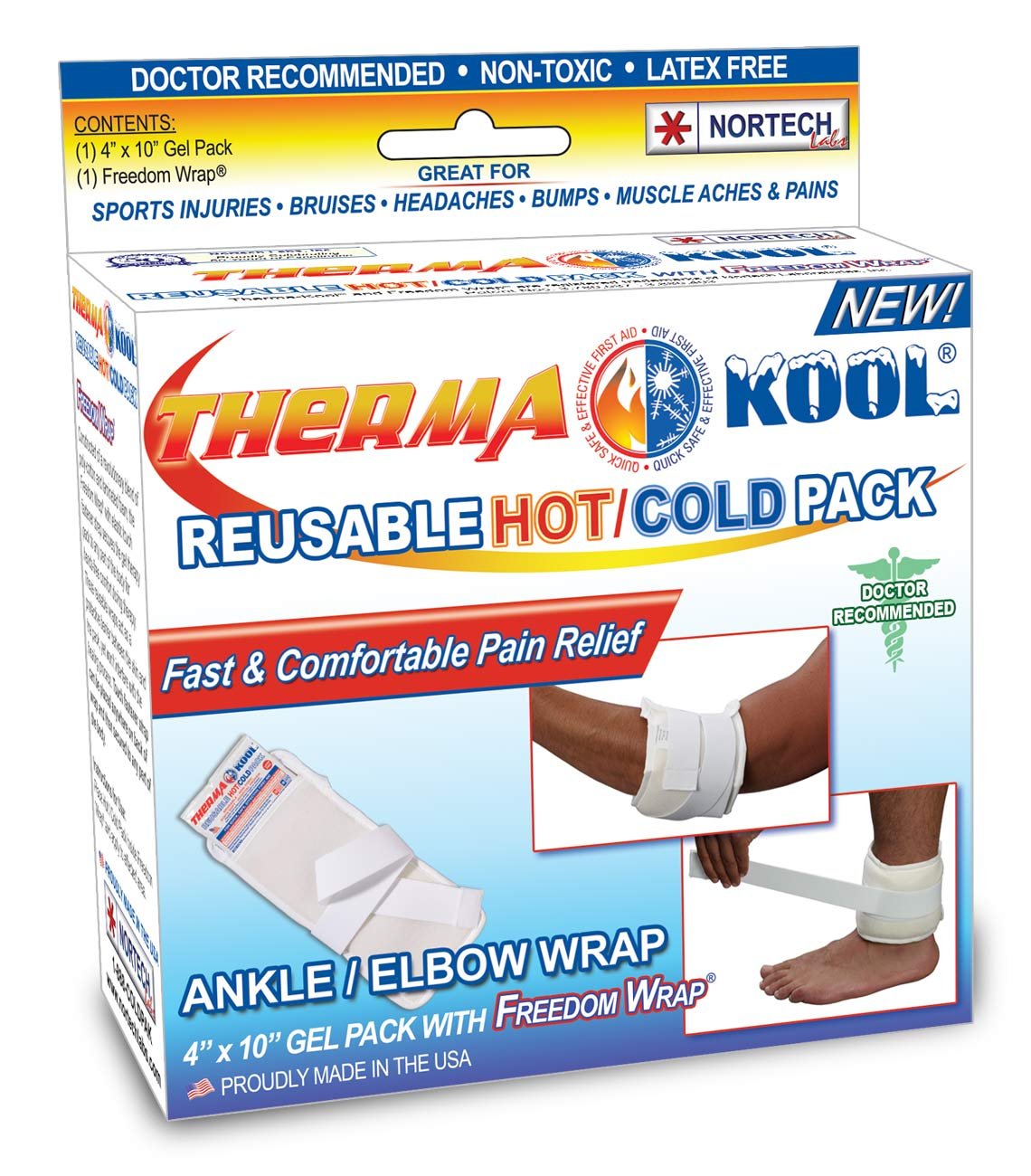 NORTECH LABORATORIES THERMA-KOOL ANKLE/ELBOW WRAP Size: 4"X9"