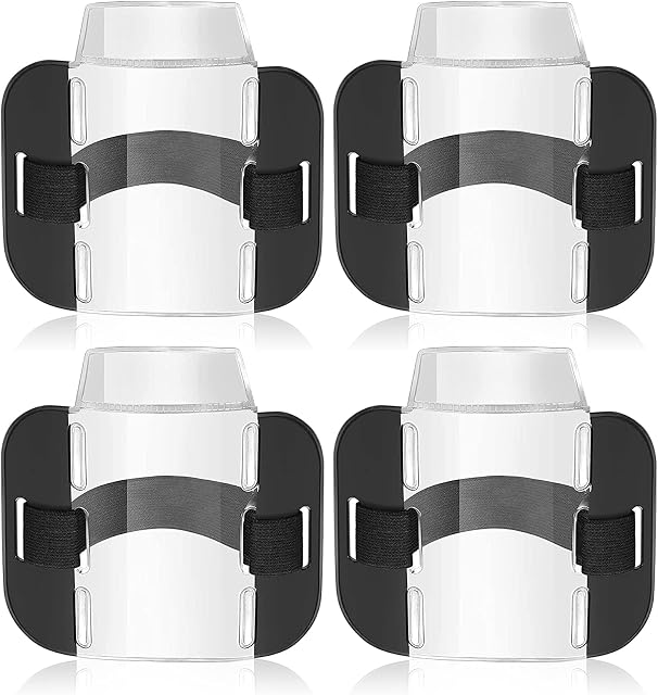 Cdemiy Armband Badge Holder, 4 Pcs Security License Badge Holder, High Visibility Adjustable Shoulder Strap Security Armband, for Emergency Rescue Personnel, Security Personnel, Guards (Black)