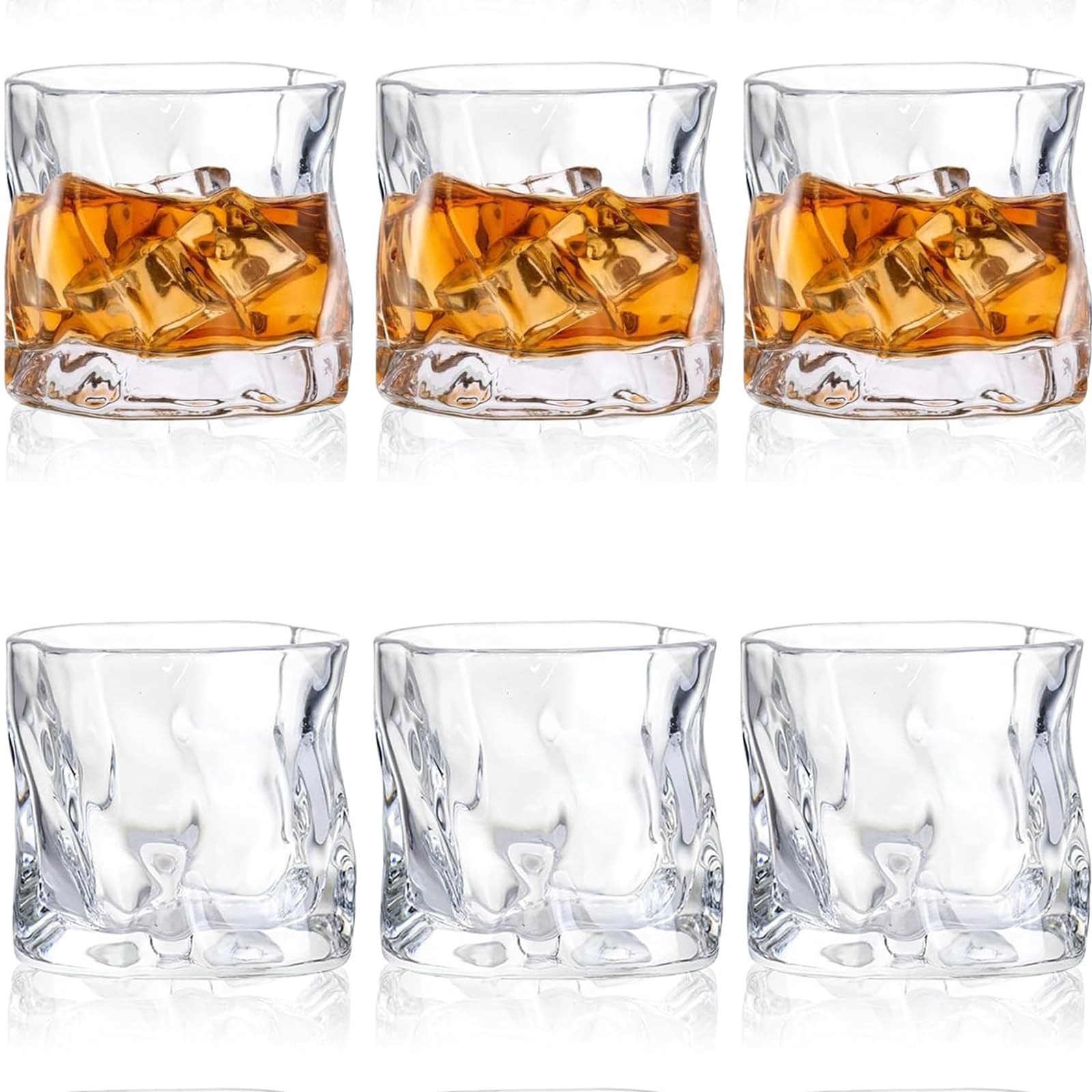 Verre à Whisky Anti-Glisse en Cristal Irrégulier - 6 Verres Transparents 200ml