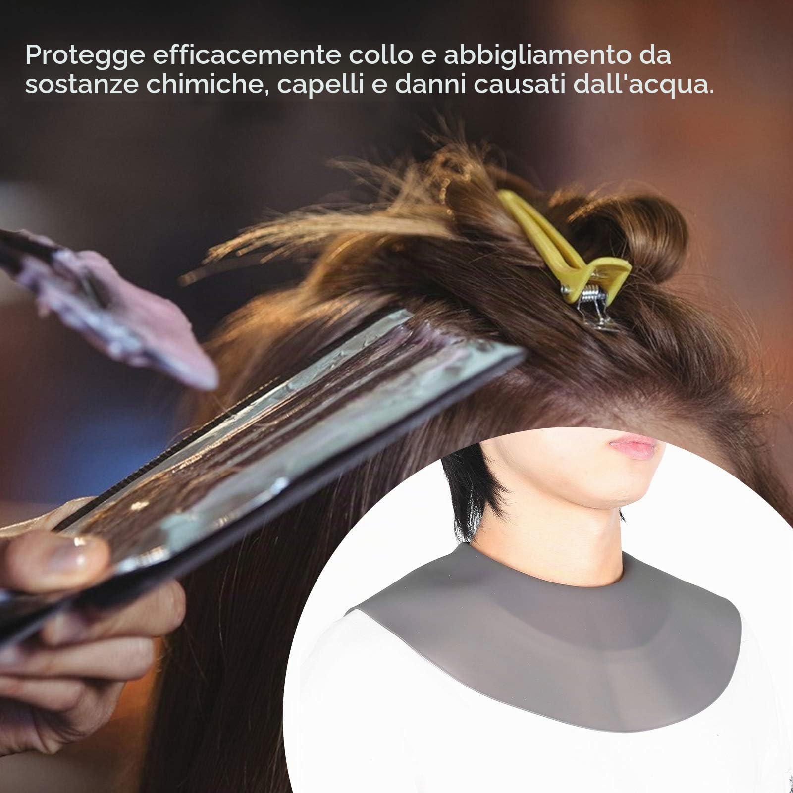 Protezione Collo Parrucchiere Silicone Mantella Colorazione Tintura Capelli Accessorio Nero