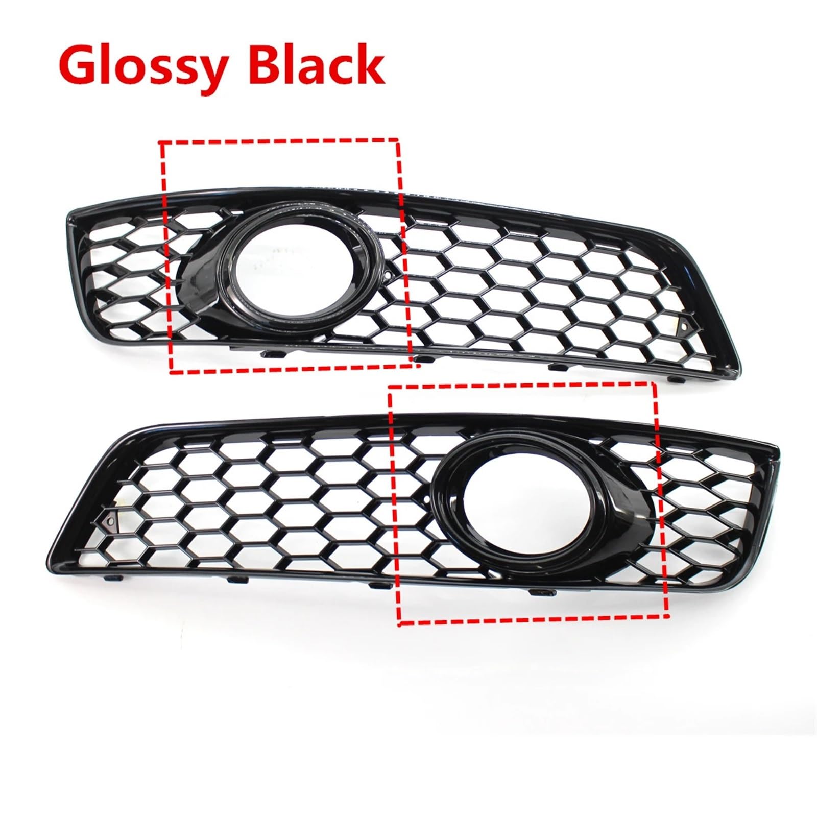 Bocchette Aria Condizionata Copertura per mascherina fendinebbia, paraurti anteriore, griglia lampada con foro lampada, stile maglia, adatta per Audi A3 8P 2009, 2010, 2011-2013(Glossy Black)