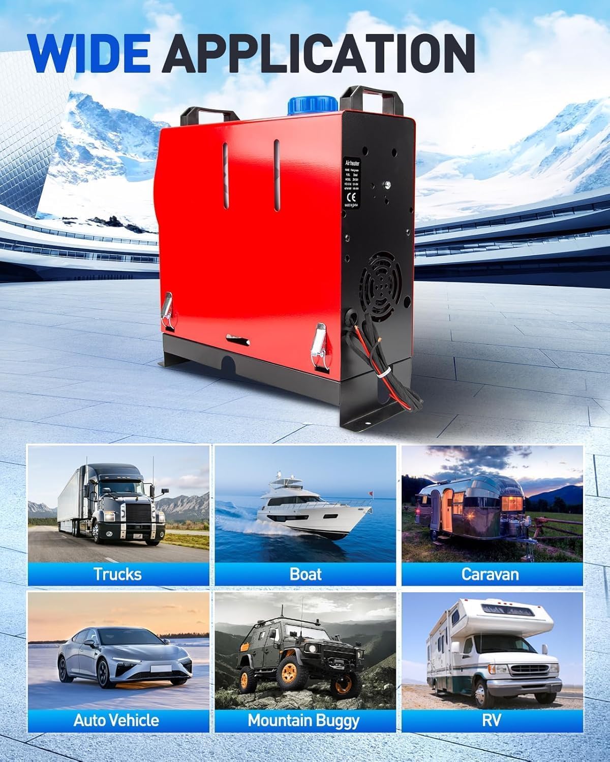 8KW 12V Diesel Standheizung All-in-One mit 10L Tank, LCD Display, Fernbedienung, Einzelauslass, Schalldämpfer – Diesel Luftheizung für Auto, Wohnmobil, LKW, Boot