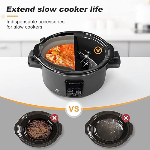 Miniatura 6 de VYAJI Revestimientos de silicona para olla de cocción lenta, perfectos compatibles con Crockpot, Hamilton Beach, Elite Gourmet, Bella y cualquier