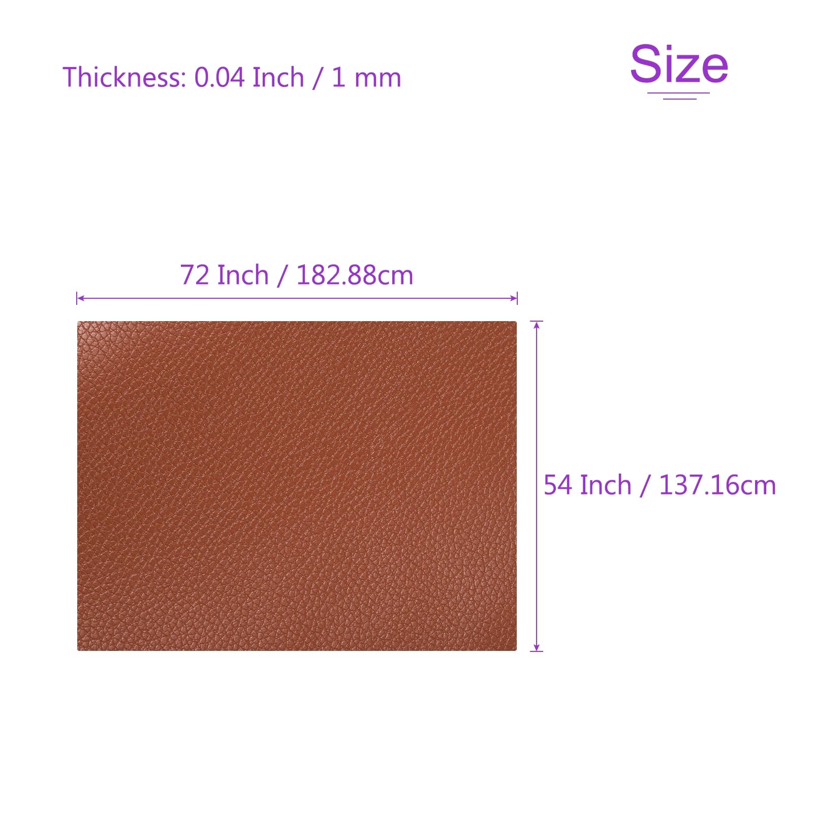 DMiotech 1 Pack 54 Inch x 72 Inch Faux Leather Strip Furniture Cover Pebble Skin Brown PU Leather Roll for Handmade DIY Craft Projects - Image 3