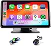 7 Inch Wireless Portable Carplay Screen for Apple Carplay & Android Auto, OTA Updates Car Play with 1080P Backup Camera, GPS Nav, 5.0Bluetooth, Mirror Link, Voice Control, FM Radio for All Cars