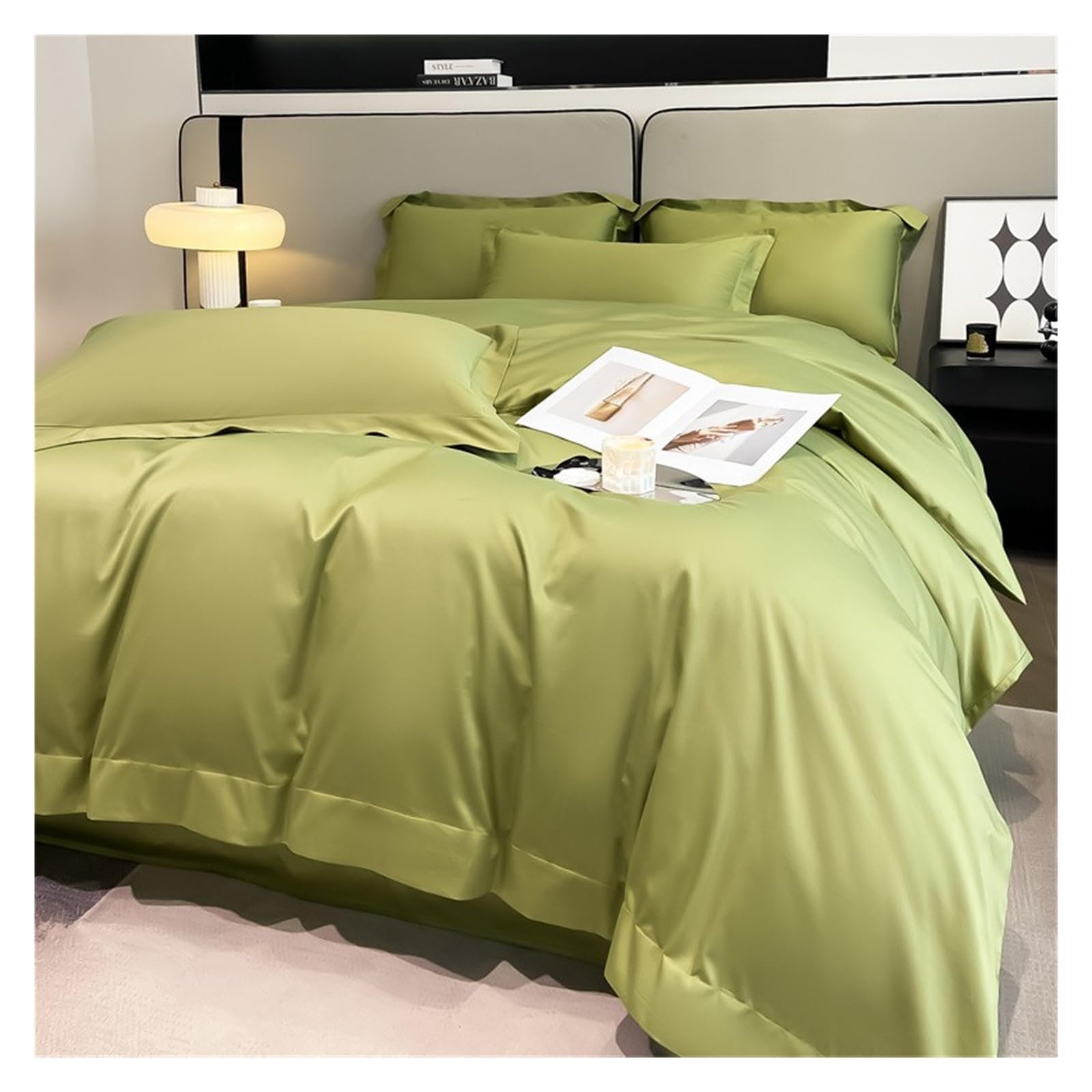 Ensemble de litière couleur unie avec housse de couette douce - 6