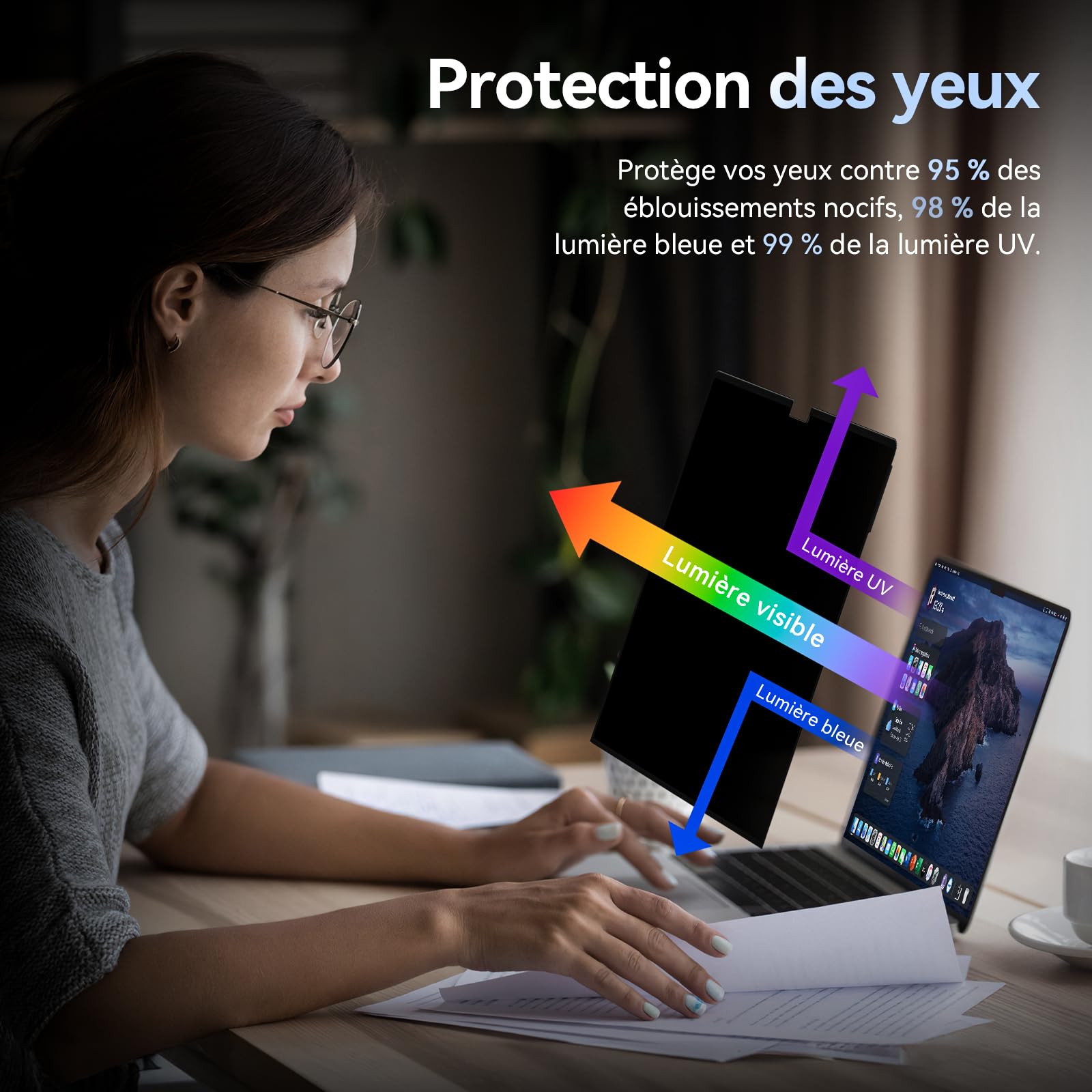 Filtre de Confidentialité MacBook Pro 14 Pouces 2021-2026 M1 M2 M3 M4 M5 Anti Espion Lumière Bleue