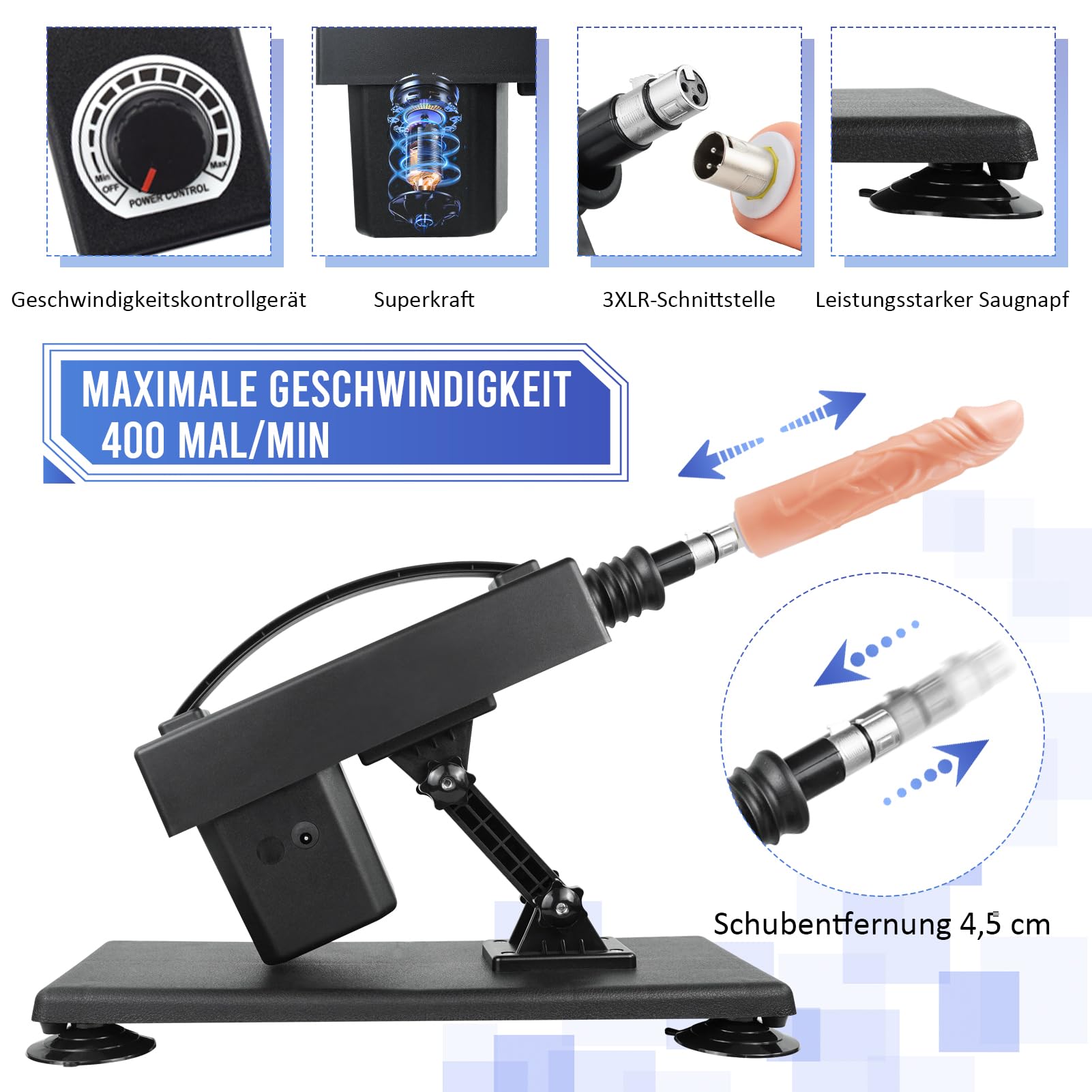 Fickmaschine Sexmaschine für die Frau mit Stoßfunktion Extrem Automatische Fickle Maschinen & Geräte Sex-Spielzeug Stoß Dildo Maschine Mit Anal Dildo Fuck Machine Sex (DeepBlack)