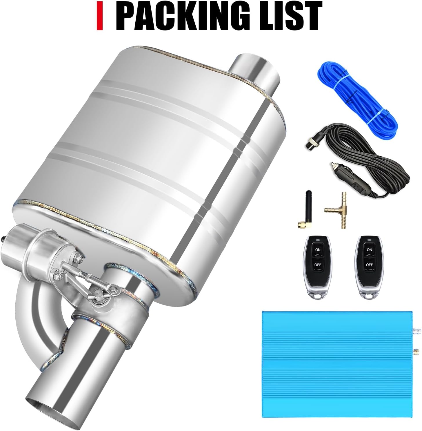 3 Inch Valved Muffler Exhaust Cutout with Muffler Cat Back Exhaust System Kit