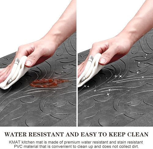 Miniatura 74 de KMAT Tapete de cocina acolchado antifatiga, impermeable, antideslizante, tapete ergonómico y cómodo para el hogar, oficina, fregadero, lavandería