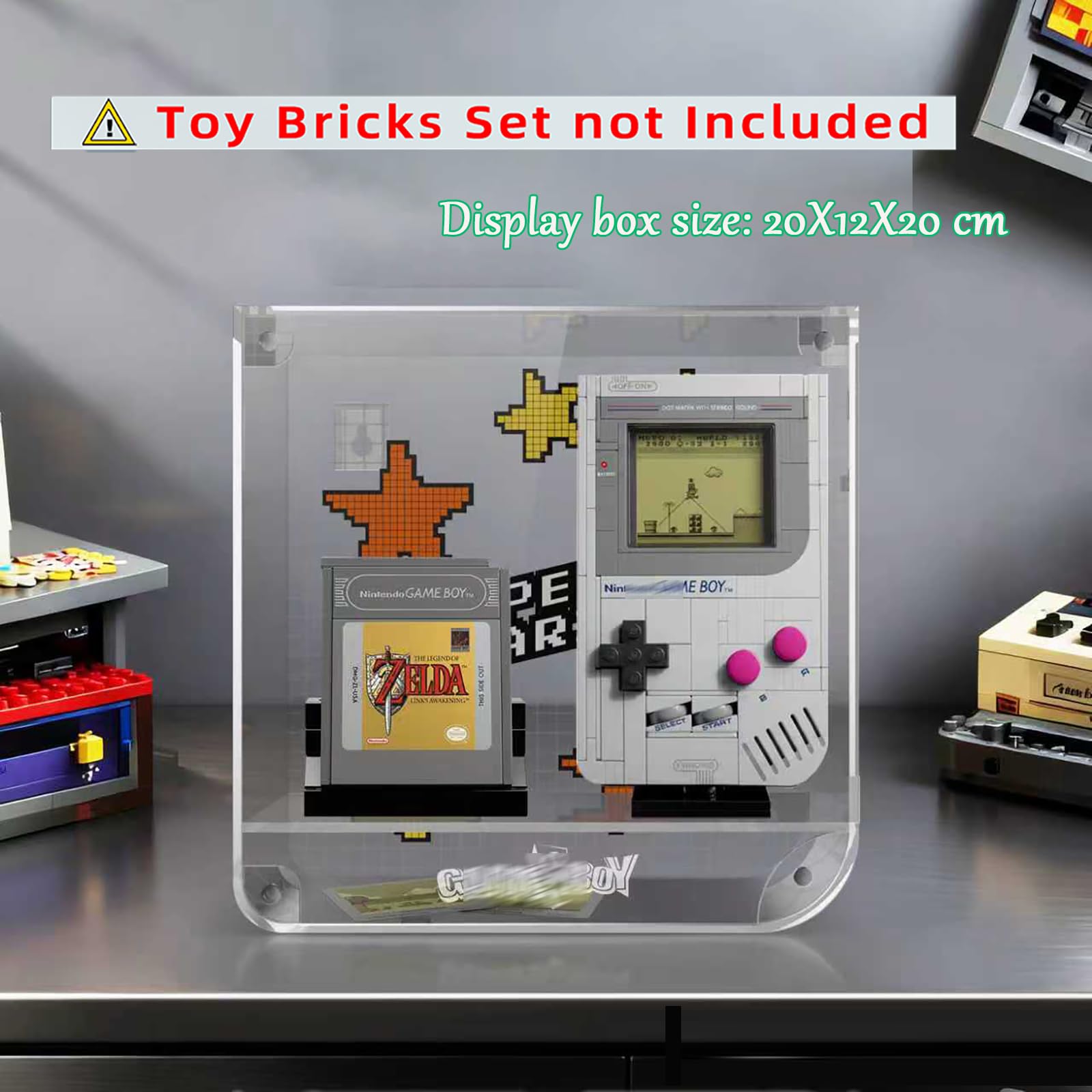 Witryna akrylowa do konsoli do gier Lego 72046 Game Boy – pyłoszczelna z ochroną UV, idealnie dopasowana do modelu Lego 72046 – edycja kolekcjonerska prezent (model nie wchodzi w zakres dostawy)