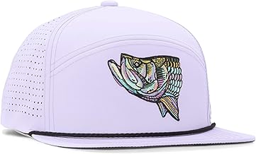 Bajío Flat Brim Fishing Hat – Marine Art Snapback Trucker Cap with Embroidered Ocean Design, Breathable and Coastal-Ready