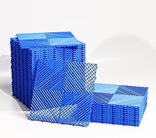 Lot de 25 Dalles Clipsables Sol Garage, Terrasse, Salle de Sport (4 m²) – Dalles PVC 40x40 cm Ultra Résistantes – Surface Antidérapante et Drainante – Faciles à Installer. Intérieur/Extérieur (Bleu)