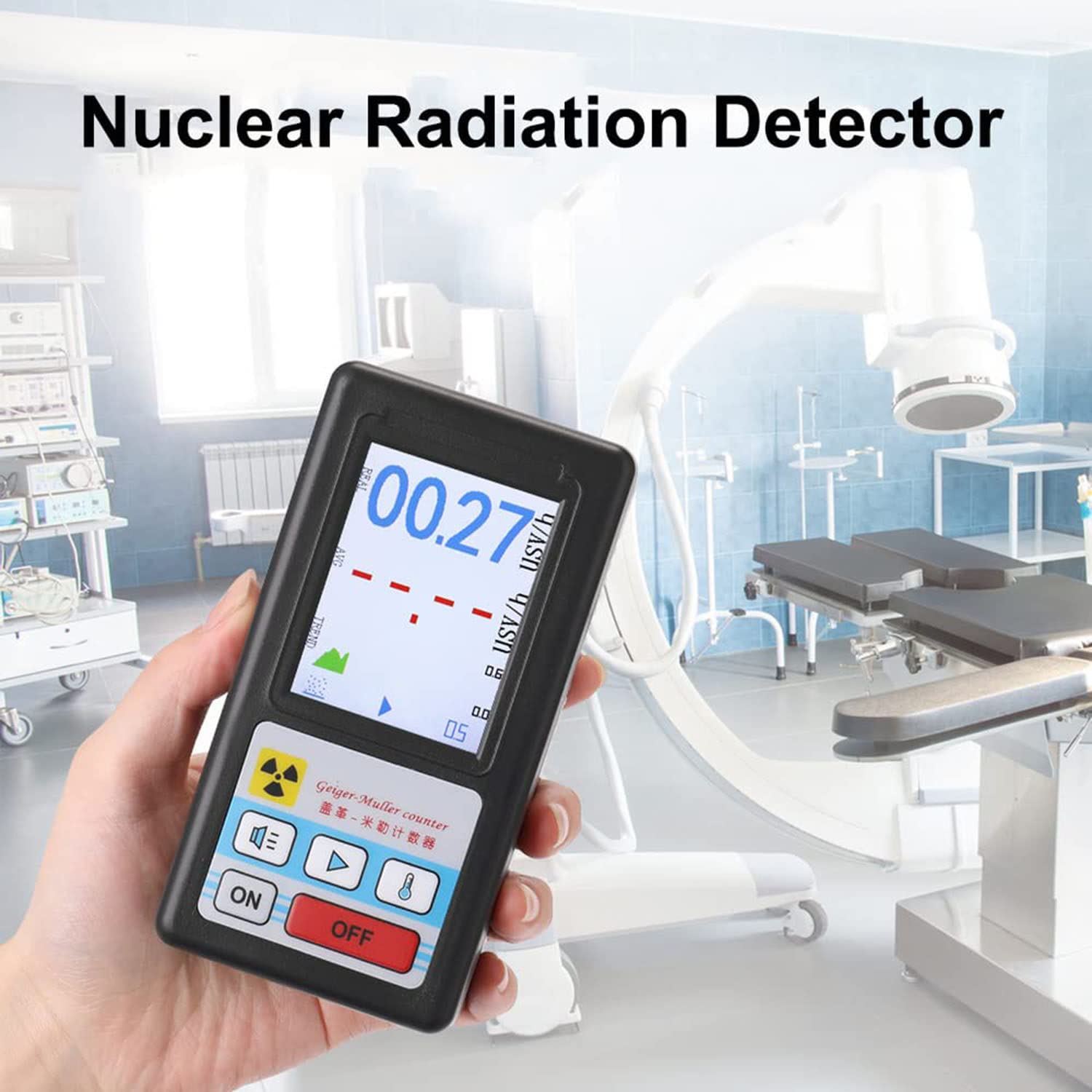 Detector de radiación nuclear de contador Geiger, probador de rayos X de rayos gamma beta, detector radiactivo, medidor de mármol de dosímetro personal medidor dosímetro portátil,Black
