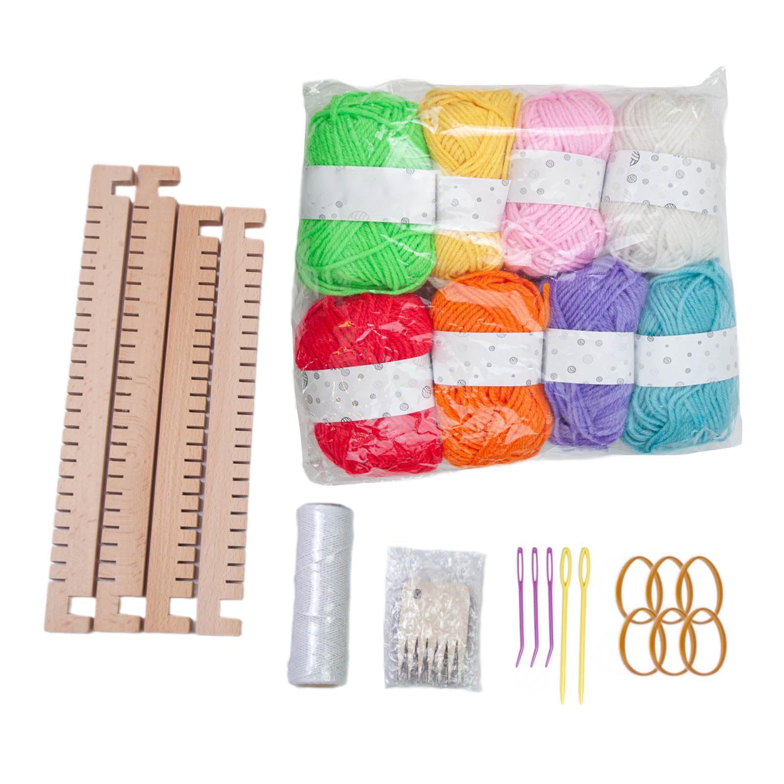 NEWFT 3 in 1 Weaving Loomed Kits Practical Wood Weaving Loomed Toy Multifunctional Wood Frame