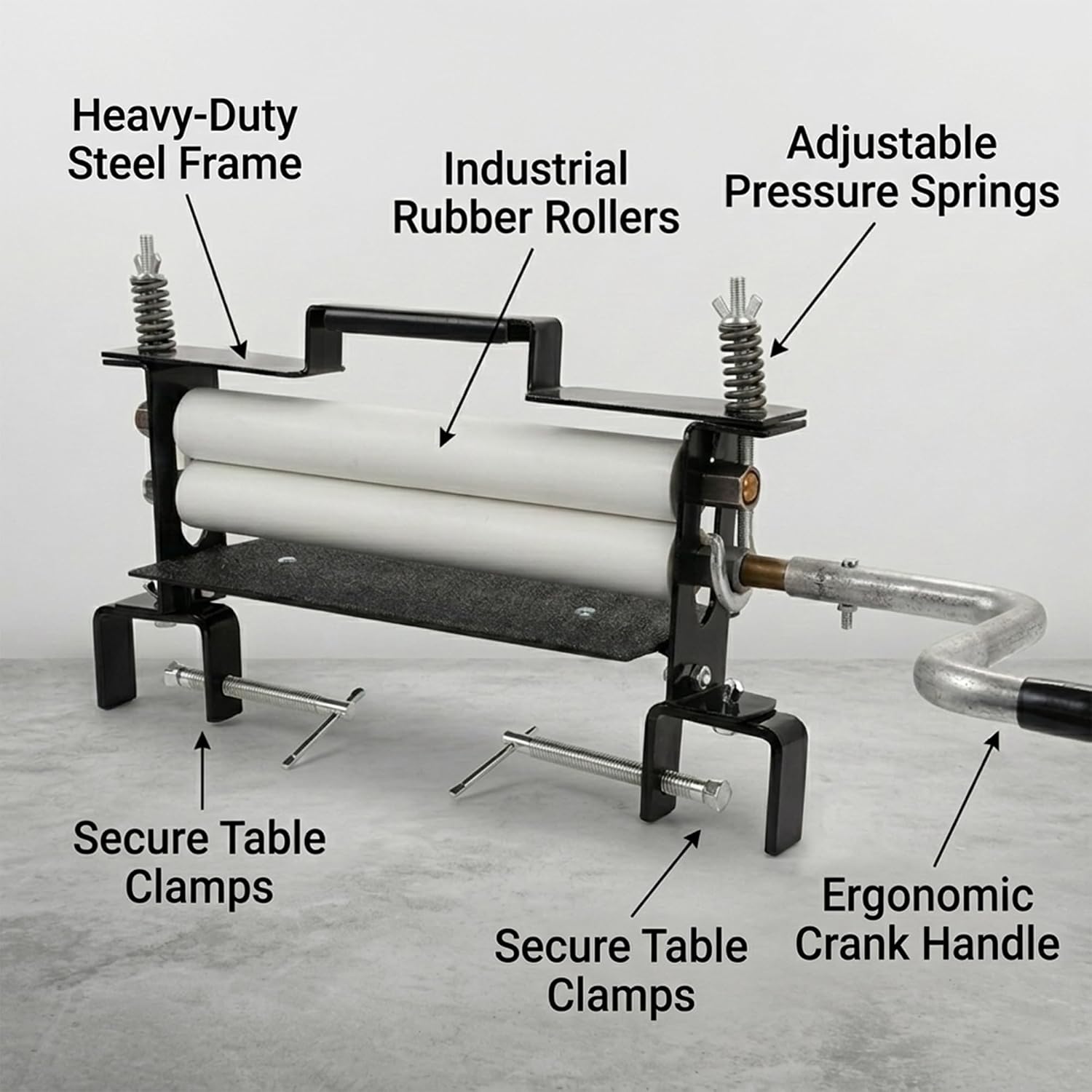 Manual Clothes Wringer White - Hand Crank Laundry Dryer with Adjustable Roller Spacing, Portable Clothing Water Extractor for RV and Camping