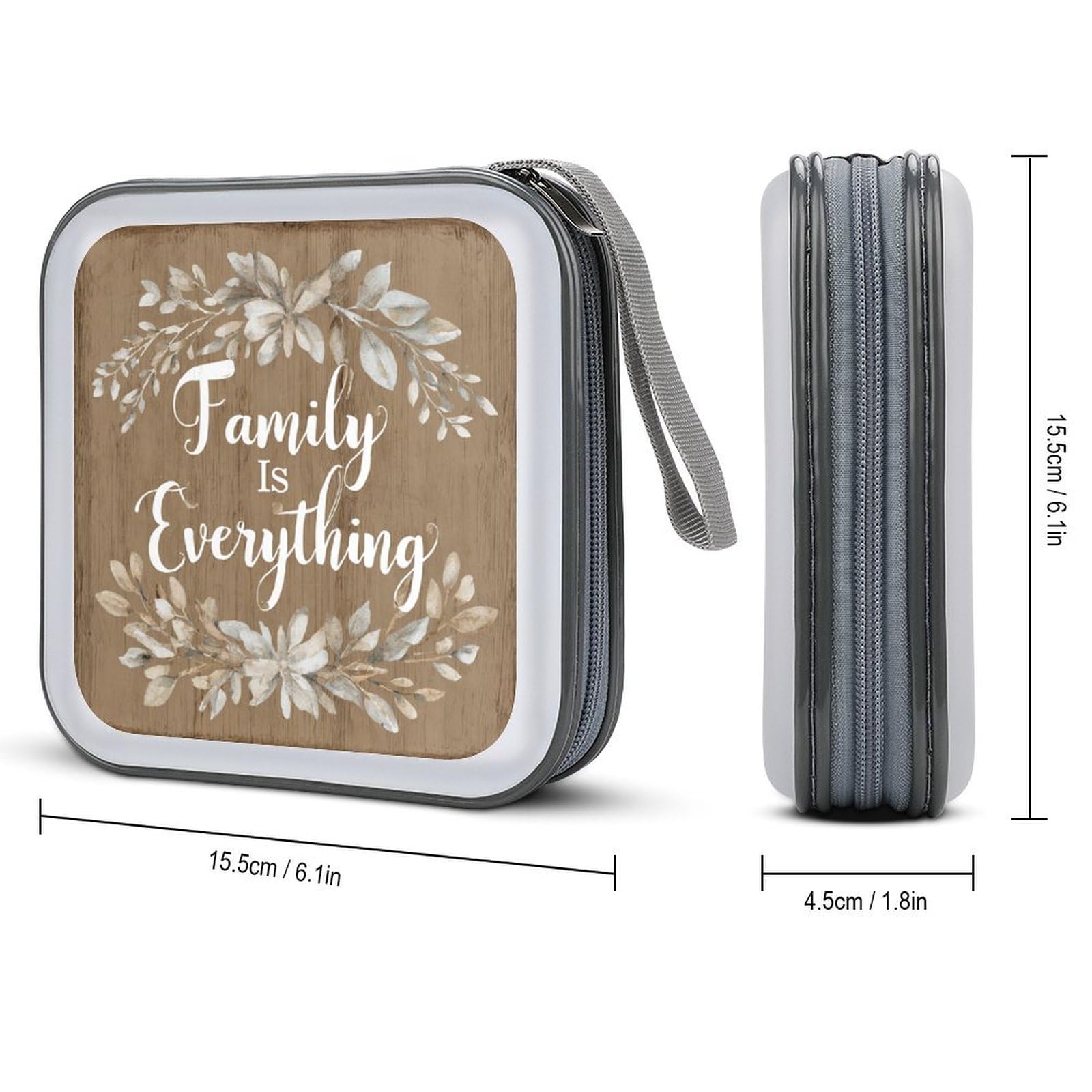 DuduYH Beige Wood Leaves Rustic Farmhouse CD Case DVD Storage Case Portable for Car Home Travel