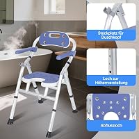 OUUTMEE összecsukható zuhanyszék támlával, 6 magasságállítás, 160 kg 6