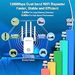 NEWFAST 1200Mbps WiFi Extender,Dual-Band WiFi Signal Booster with 4 High Gain External Antennas,Wireless Repeater for Home,WPS,MU-MIMO,Supports Repeater/Router/AP Mode,4K HD Video,Stable Signal