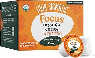 Four Sigmatic Mushroom Coffee K-Cups | Organic Dark Roast Coffee with Lion’s Mane Mushroom Powder & Yacon | Focus & Immune Support | Vegan & Keto | Sustainable Pods | 10 Count