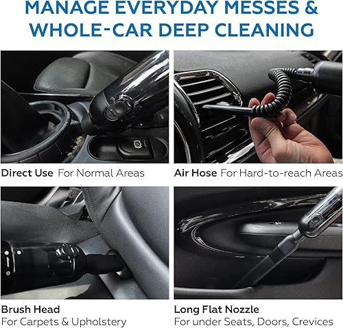 Miniatura 5 de VOLTORB Aspiradora de mano inalámbrica, 15000 PA de alta potencia mini portátil recargable por USB, limpiador inalámbrico de mano, succión de 2