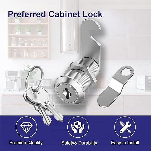 Miniatura 3 de Jayseon Paquete de 1 cerradura de gabinete con llave, cerradura de leva RV de 1-18 pulgadas con llave similar, reemplazo de cerradura de buzón para