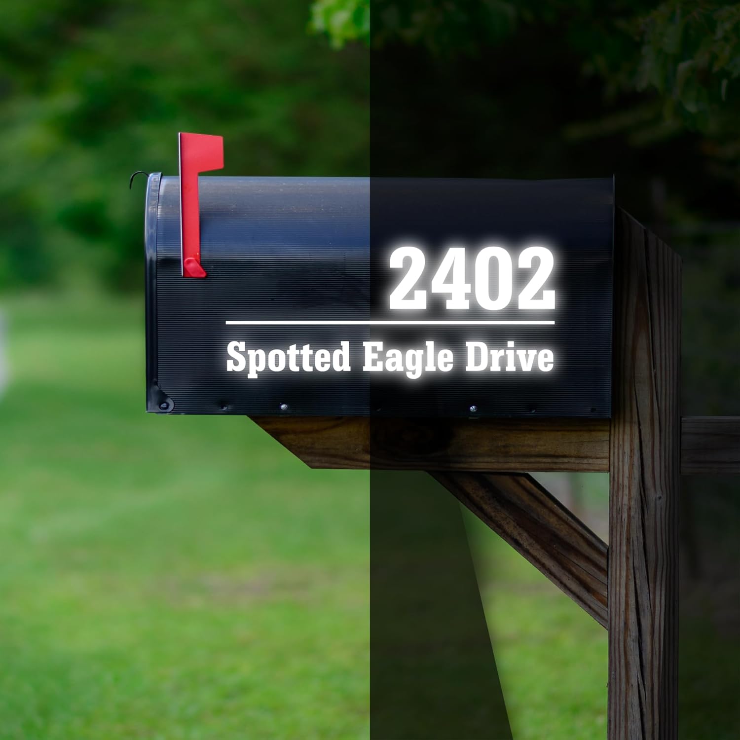 VWAQ Mailbox Numbers Street Address Personalized Pair of Vinyl Decal Custom Stickers - CMB30 (4.5"H x 11"W, Reflective White)