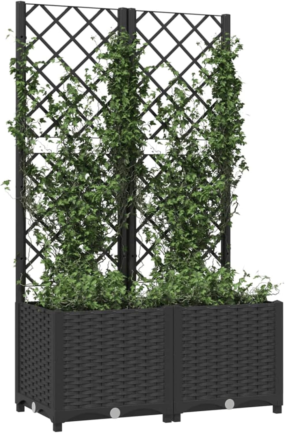 Plant Pot with Trellis Black 80 x 40 x 136 cm Polypropylene Raised Bed Metal Raised Bed for Garden