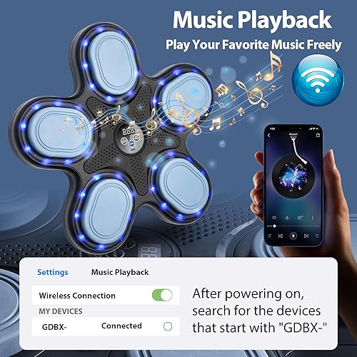 Miniatura 2 de Smart Music Boxing Machine for Adults and Kids, Training Machine with LED Electronic Wall Mounted, Home Indoor Workout Equipment with Premium Boxing