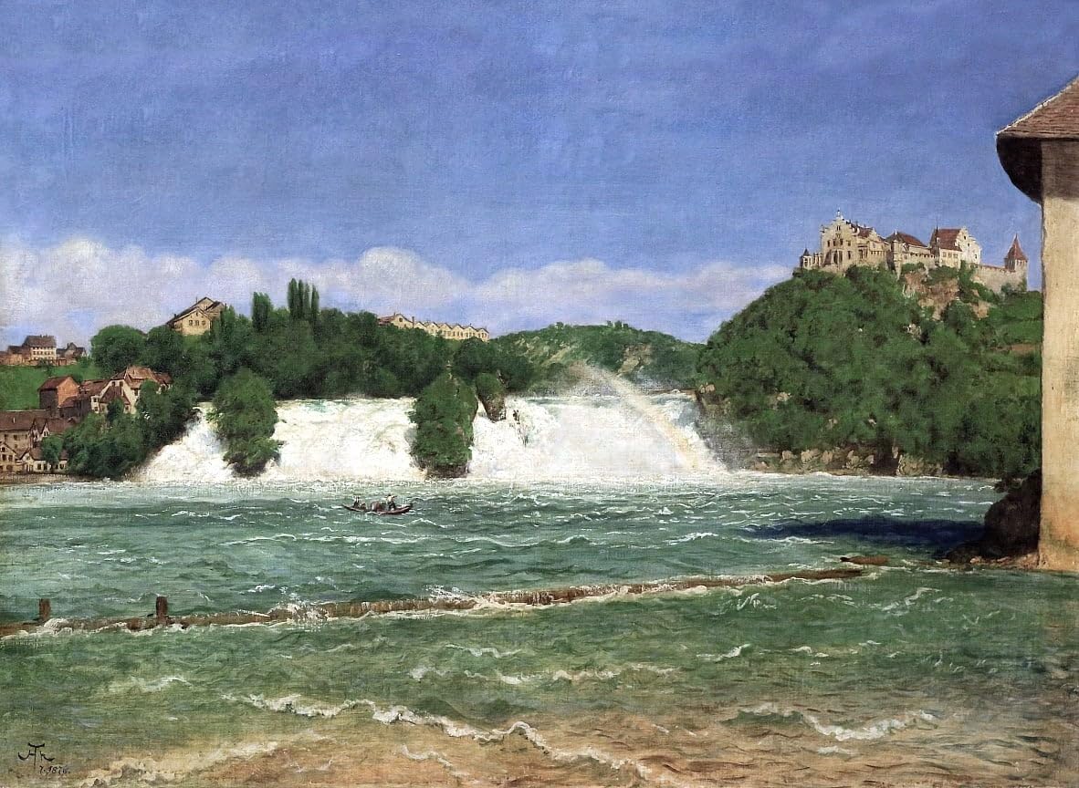 Cuadro en lienzo de las cataratas del Rin por Hans Thoma, impresi&oacute;n para oficina 60x90cm 5