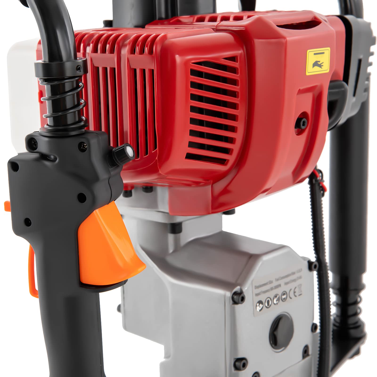 Motor de poste de gasolina de 2 tiempos, 52 cc, ligero de aluminio con cabezales de 55 – 70 mm y mango antideslizante para un accionamiento eficiente de tierra para horticultura, agricultura y examen