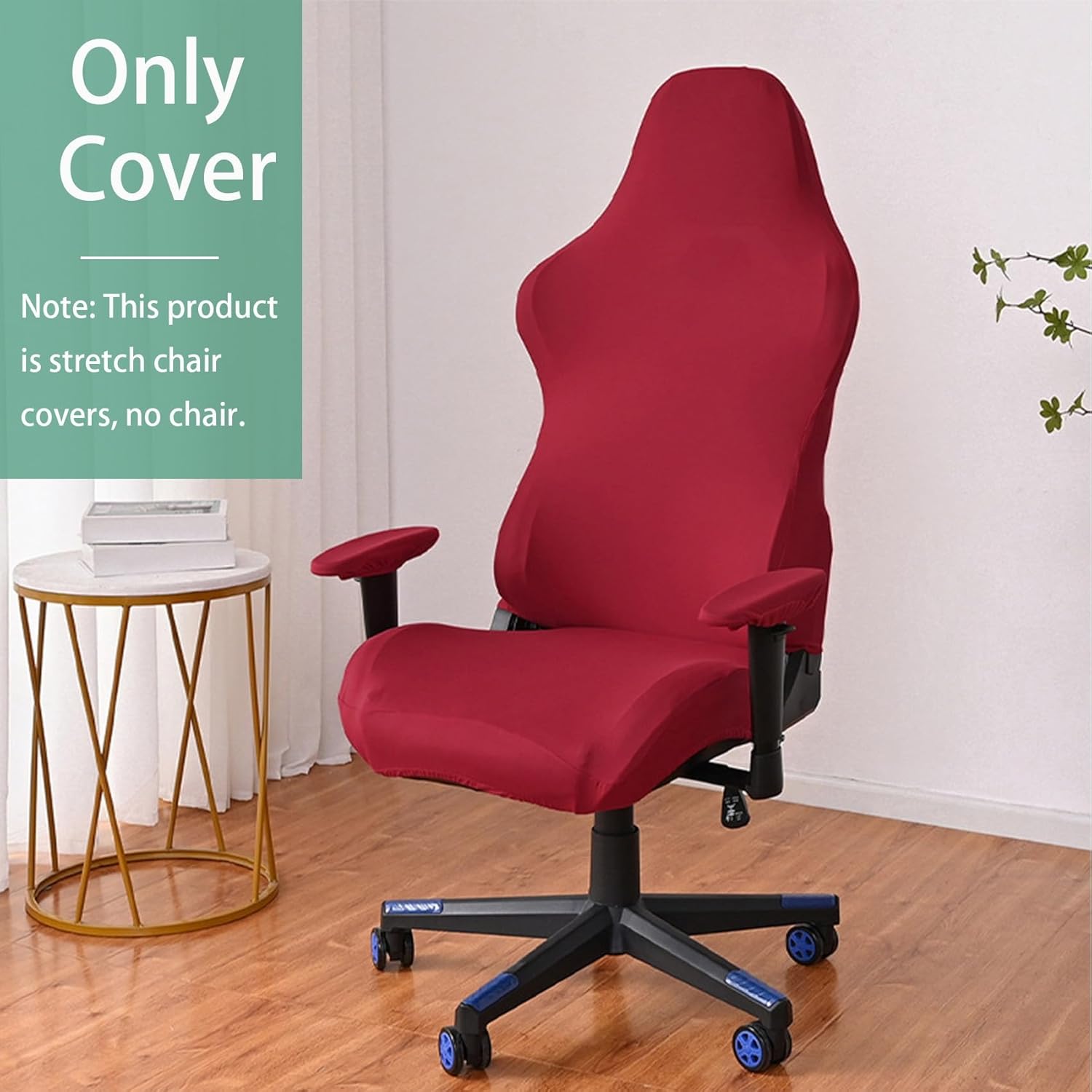 Game Computer Chair Slipcovers with Armrest Covers, Elastic Office Chair Cover Protector, 4Pc/Set Soft Rotating Armchair Slipcover Universal Fit(Blue a,4PCS)