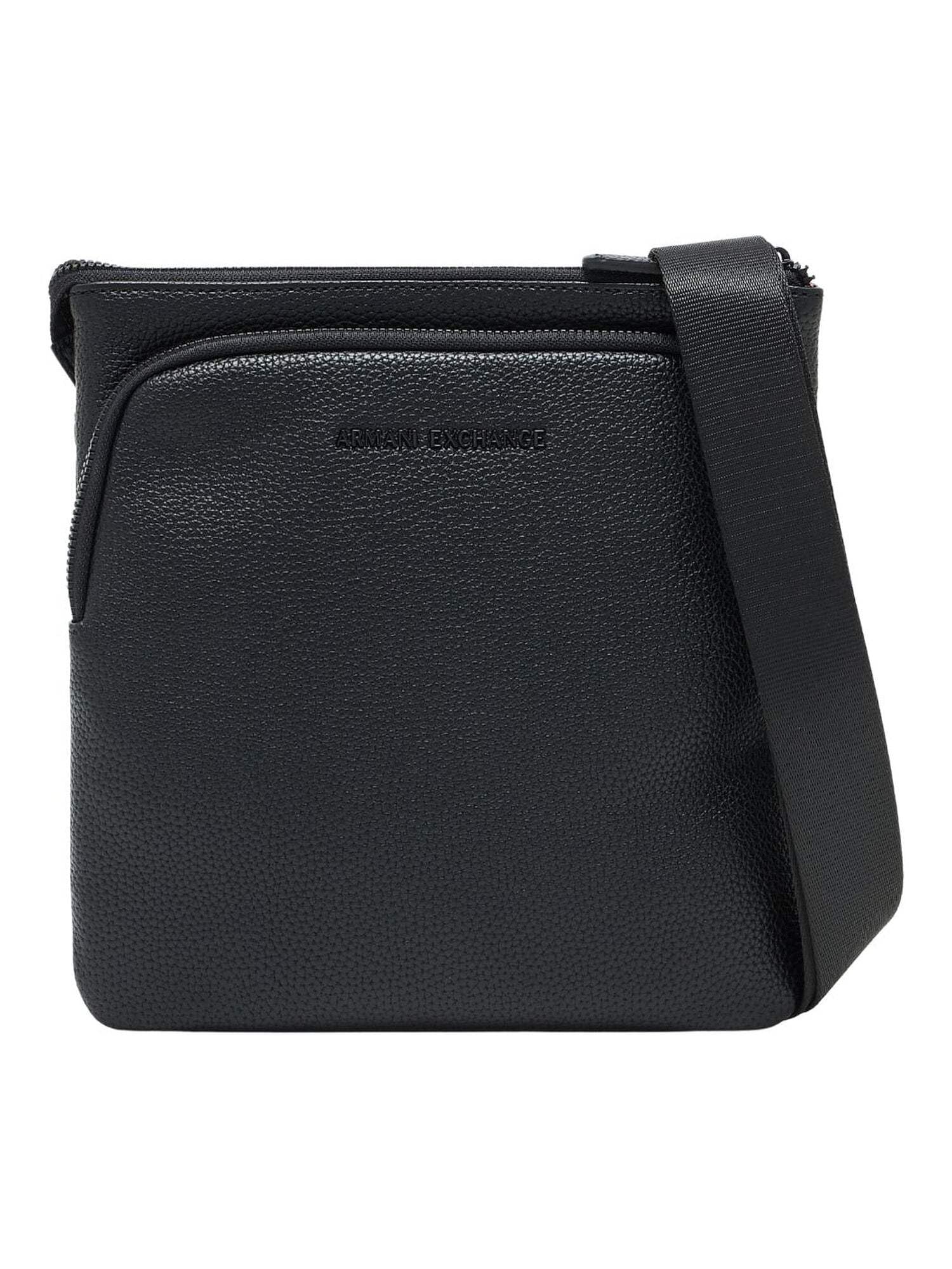 Armani Exchange Madrid, Sustainable, Embossed Logo, Crossbody Pieghevole Uomo, Nero, Taglia Unica