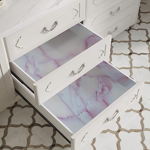 Miniatura 6 de Papel tapiz de mármol granito blanco y rosa de 17.7 x 196.8 pulgadas, papel de contacto extraíble para gabinete, encimera, muebles, cocina, renovado