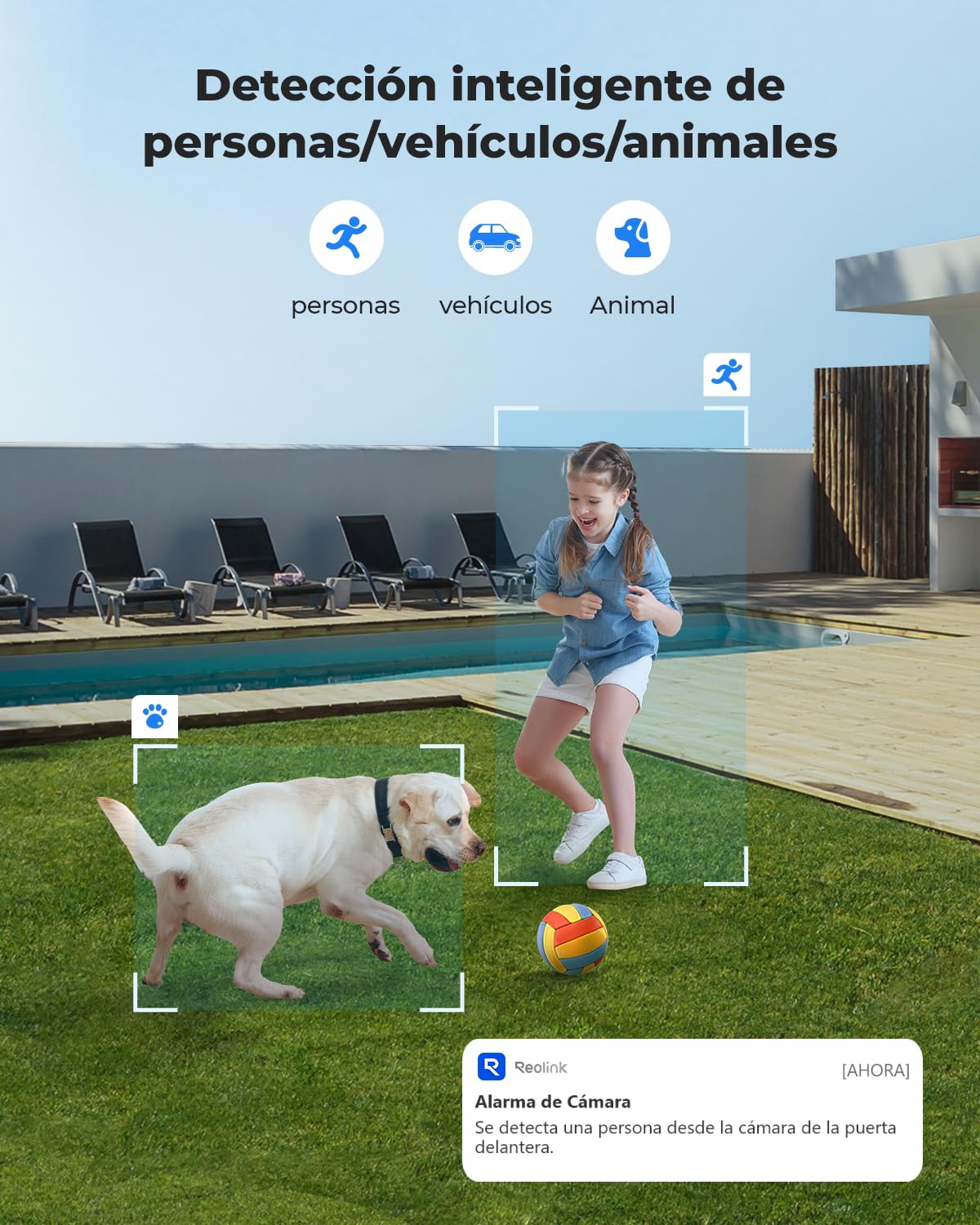 Reolink Cámara 4K PoE para Exteriores, Zoom óptico 5X, antivandálica IK10, Audio bidireccional, focos de visión Nocturna en Color, detección de Personas/vehículos/Animales, lapso de Tiempo, RLC-843A | Audio bidireccional, focos de visión Nocturna en Color