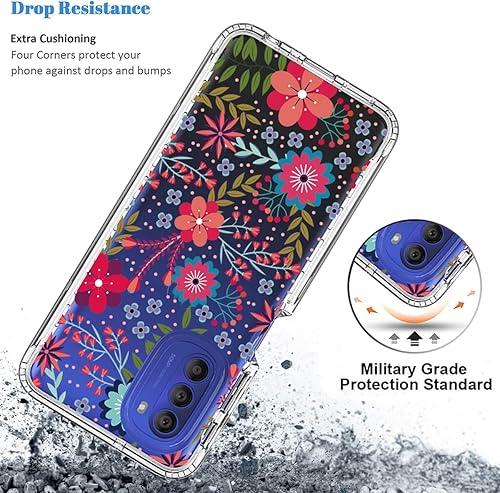 Miniatura 7 de Vokuha Funda para Moto G51, Motorola G51 5G XT2171-1 con protector de pantalla de vidrio templado, funda protectora de TPU transparente floral a