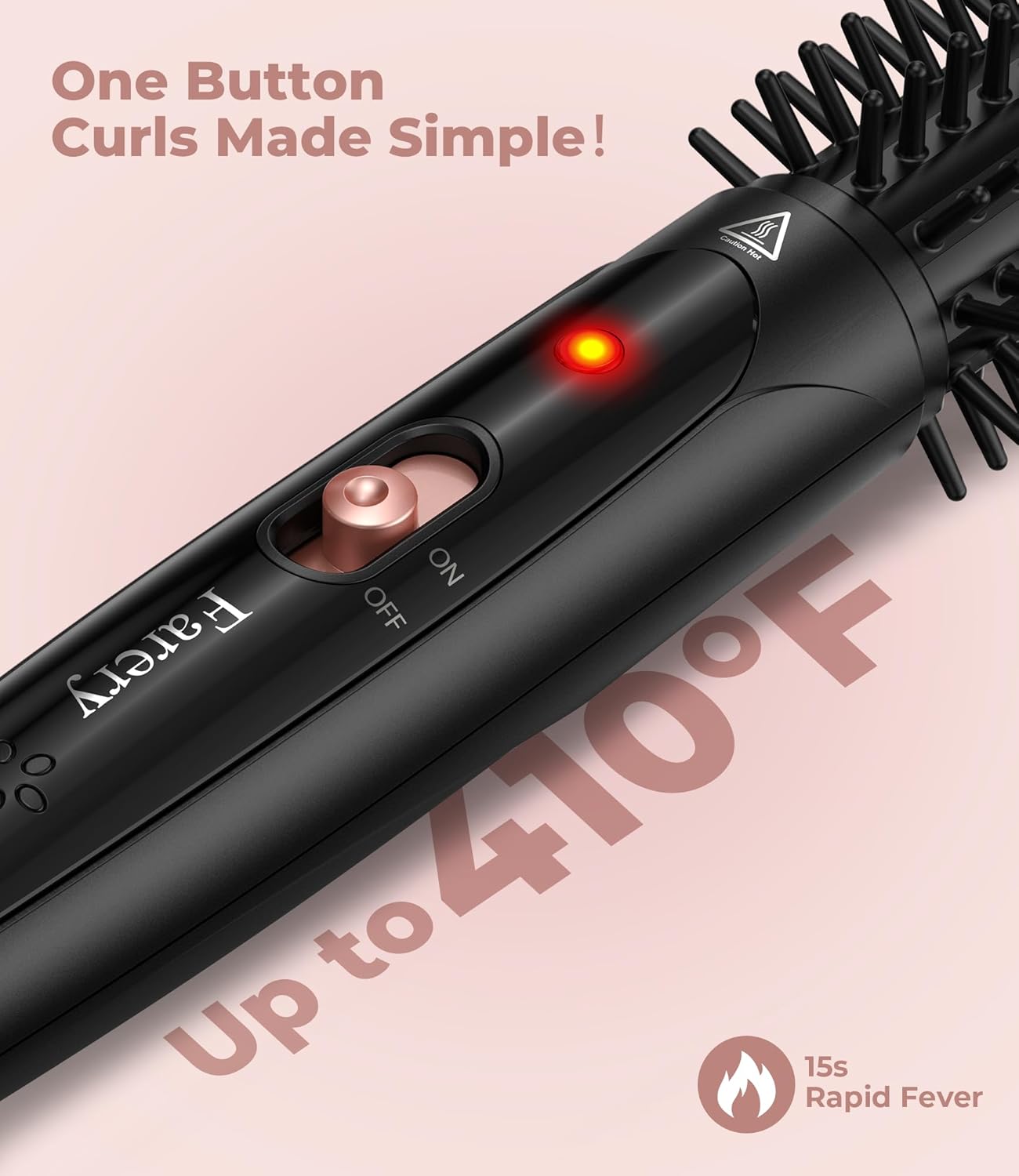 Farery 1 Inch Thermal Brush Curling Iron for Smooth Natural Curls – Anti-Scald Hard Bristles, Lightweight, One-Button Start, Dual Voltage Travel Hair Tool with 360° Swivel Cord, 410°F Fast Heat - Image 5