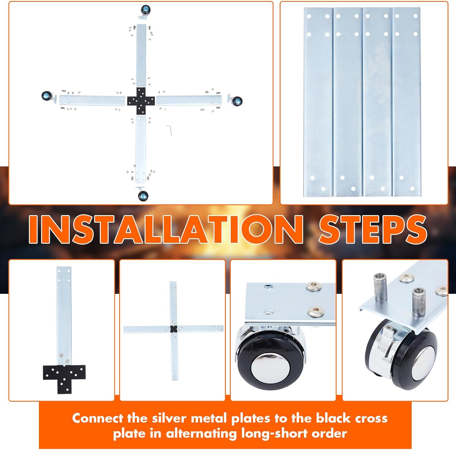 Zonon Rolling Firepit Stand with Wheels, 19-27" Fire Pit on Wheels for Outside Portable Elevated Firepit Accessory Rust-Proof Stainless Steel Camping Fire Pit Stand for Patio Camping Gifting Outdoor