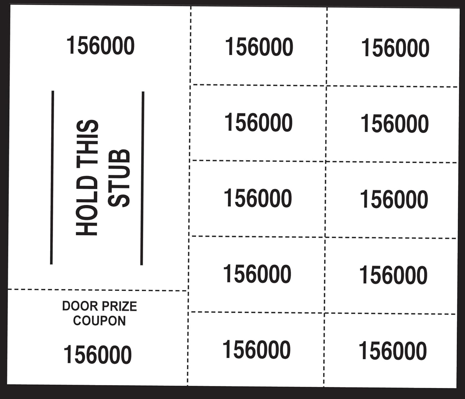 500 White Chinese Auction Tickets: Stub with ”Hold This Stub” - 5 Bid Numbers per Sheet