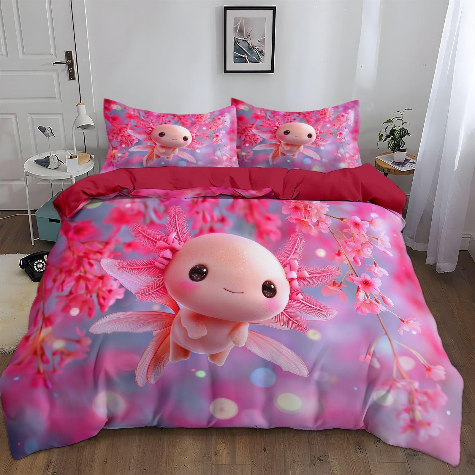 Housse de couette 240x260 cm en microfibre brossée rouge et taies 65x65