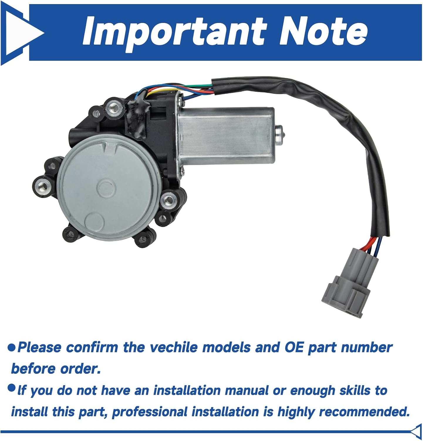 Obaee Window Lift Motor Front Left Driver Side Compatible with Nissan Titan 2004-2015, Armada 2005-2014, Pathfinder Armada 2004 & Infiniti QX56 2004-2013, Replace 80731-9FJ0A, 80731-ZT01A, 742-527