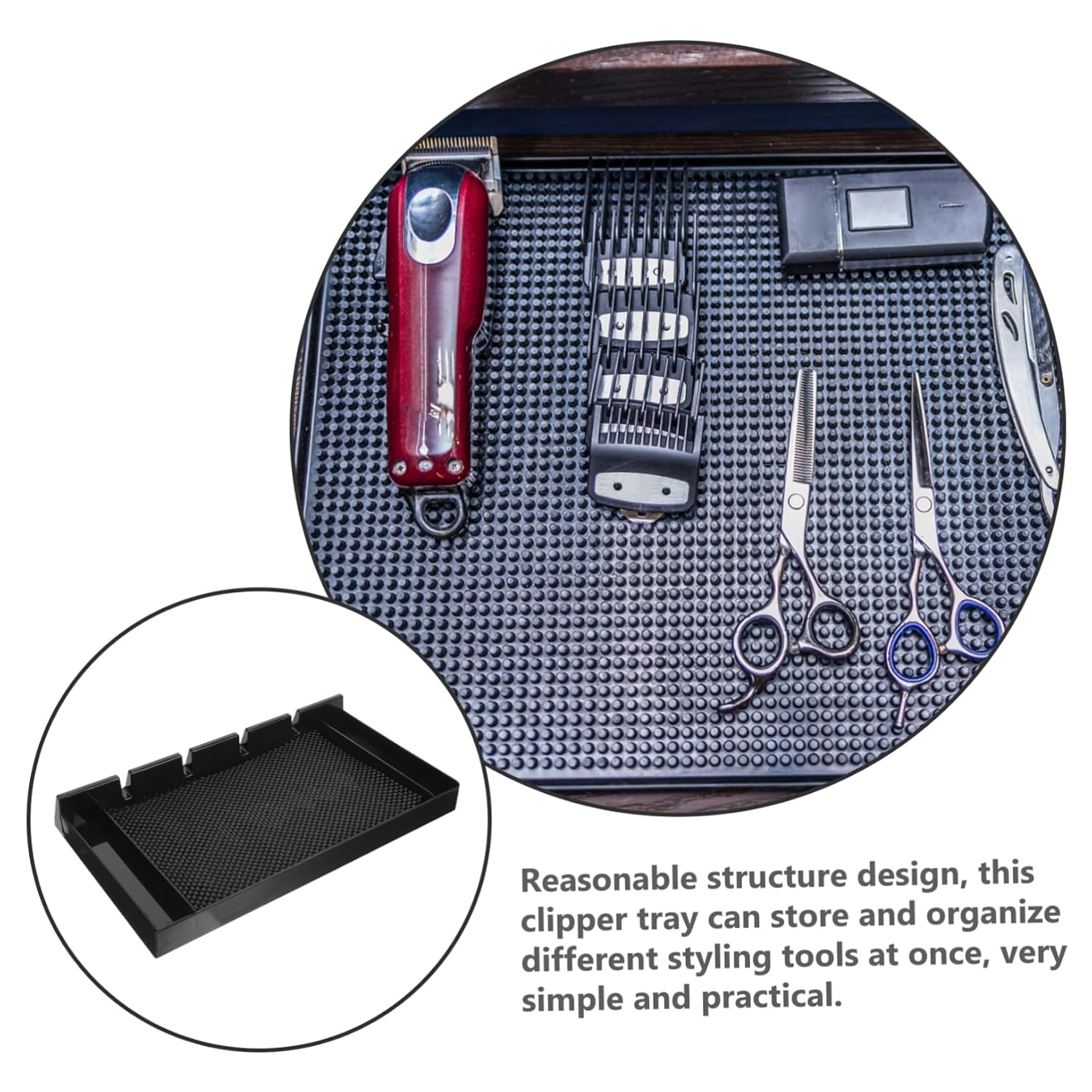 Mipcase Barber Clipper Tray Organizer for Clippers and Professional Hair Trimmer Holder Mat for Barbershop and Salon Compact Storage for Styling Tools