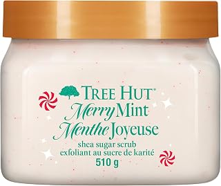 Tree Hut Merry Mint Shea Sugar Scrub 18oz: Exfoliating Holiday Body Scrub with Peppermint, Vanilla & Shea Butter for Smooth Skin