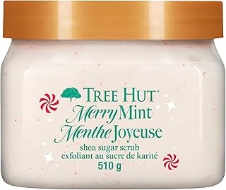 Merry Mint Shea Sugar Scrub, Exfoliating, Hydrating & Moisturizing Body Scrub with Shea Butter & Nourishing Essential Oils, Smooth & Soften Skin, Limited Edition Holiday, 18 oz