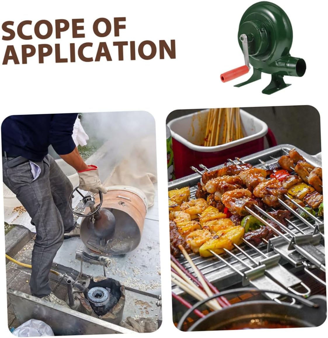 YARNOW Hand Crank Blower for BBQ Portable Outdoor Air Blower Compact Manual for Grilling Camping and Fireplace Use